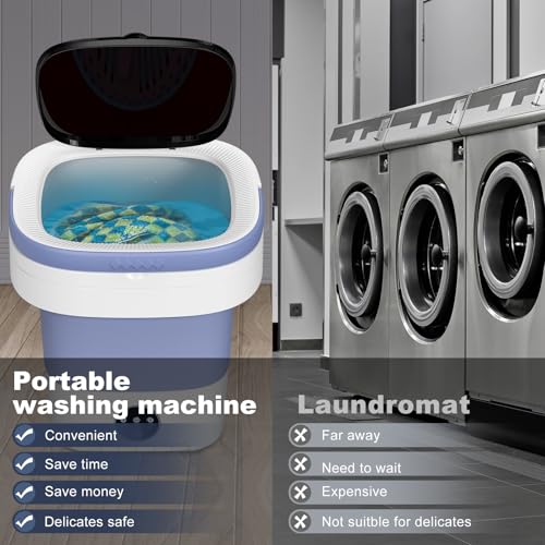 Astarama Portable Washing Machine, 12L Upgraded Mini Washing Machine With Spin Basket, Foldable Washer Cleaning for Underwear, Baby Clothes Socks and Small Items, Small Washer for Apartments, Dorm,RV (Purple) - Image 3
