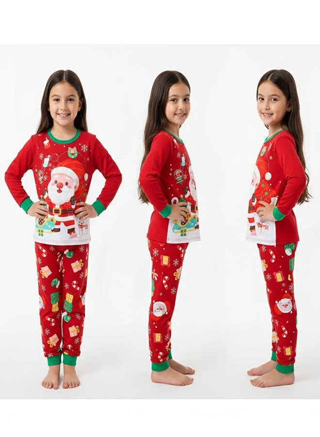 بيبي كلو طقم بيجاما عيد الميلاد للجنسين أحمر برنة متوهجة