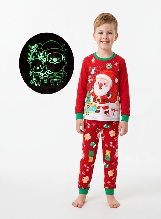 بيبي كلو طقم بيجاما عيد الميلاد للجنسين أحمر برنة متوهجة - Image 1