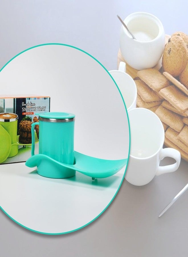 Drumstone Snacks Tray with 350ml Steel Cup | Break Time Food Tray for Kids & Home Use | Durable, Easy-to-Clean & Lightweight Tray for Serving Snacks, Fruits, Biscuits & Beverages - Image 3