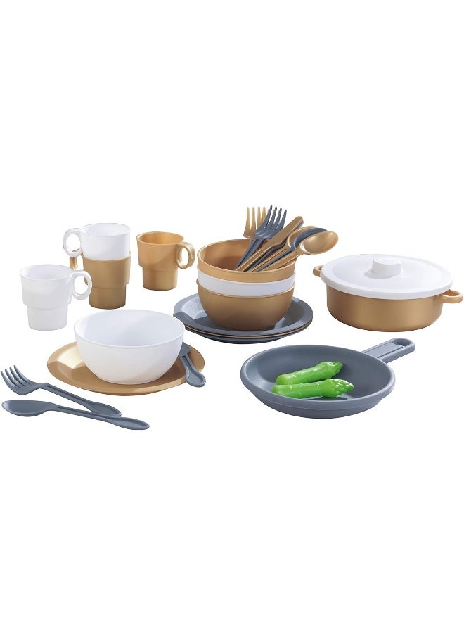KidKraft KidKraft 27-Piece Metallic Cookware Playset, Play Kitchen Utensils Set, Accessory for Kids' Kitchen, Toy Accessories, 63532  - Image 1