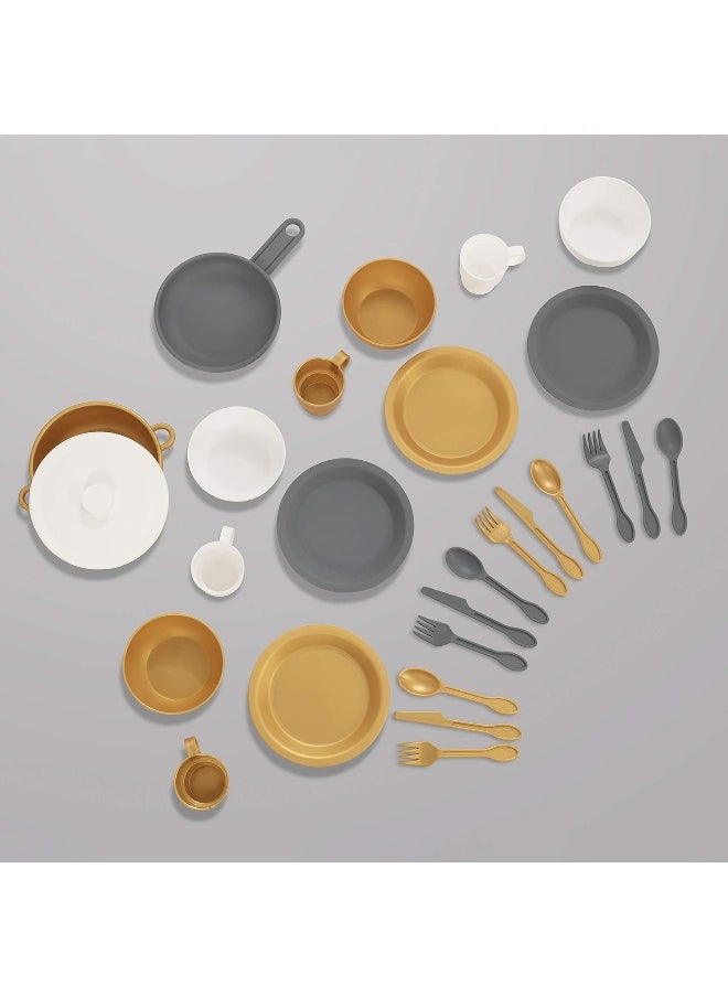 KidKraft KidKraft 27-Piece Metallic Cookware Playset, Play Kitchen Utensils Set, Accessory for Kids' Kitchen, Toy Accessories, 63532  - Image 2