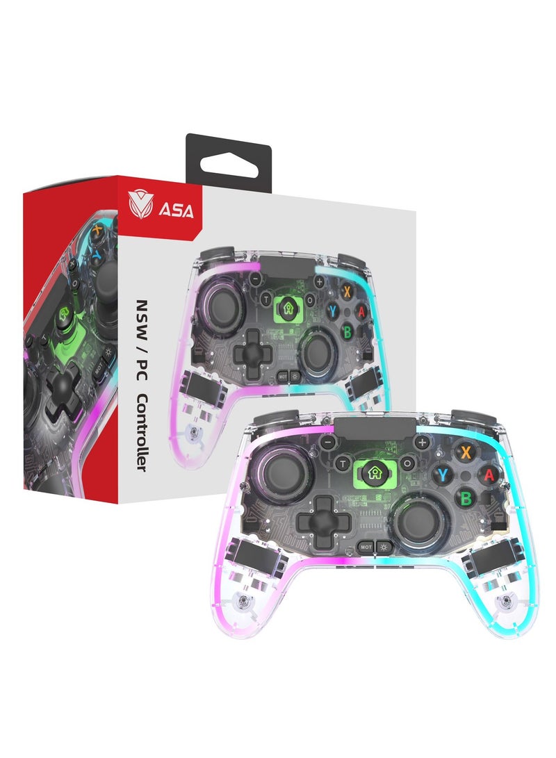 ASA Wireless Controller Transparent for Nintendo Switch/Lite, PC, IOS, Android, Steam Platform, with RGB Light - Image 2