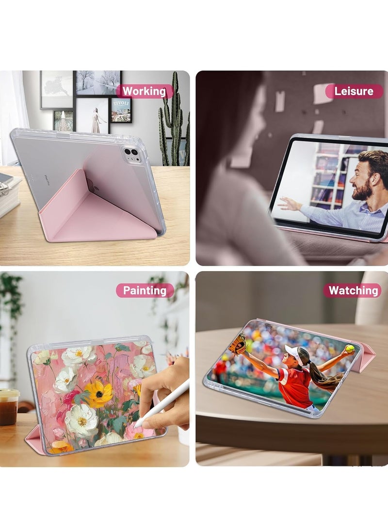JAJEEK iPad Pro 11 2024 Case (5th Generation, M4) – Pencil Holder, Adjustable Stand, Auto Sleep/Wake, Supports Apple Pencil Pro/USB-C – Pink Protective Case for iPad Pro 11" (2024 Model) - Image 5
