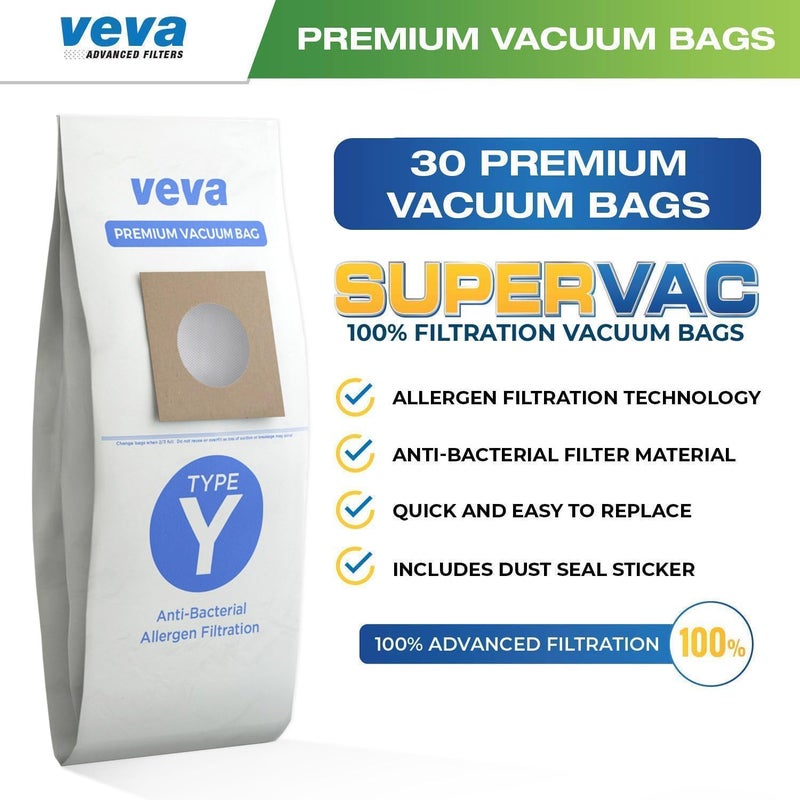 VEVA 30 Pack Type Y Vacuum Bags for Hoover WindTunnel Upright Vacuum Cleaners, Style Y, Z, Premium Vacuum Bags Model 4010100Y - Image 2