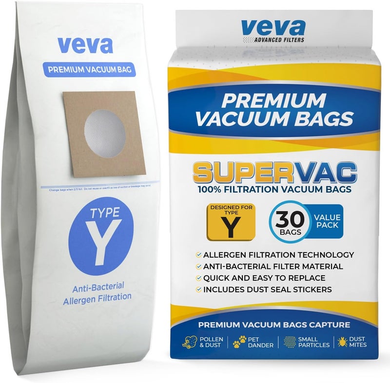 VEVA 30 Pack Type Y Vacuum Bags for Hoover WindTunnel Upright Vacuum Cleaners, Style Y, Z, Premium Vacuum Bags Model 4010100Y - Image 1