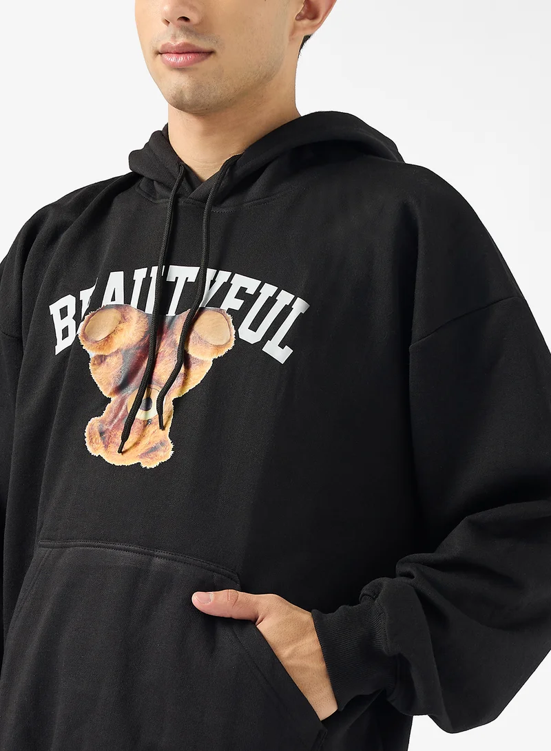 سفنتي فايف Front Graphic Oversized Hoodie