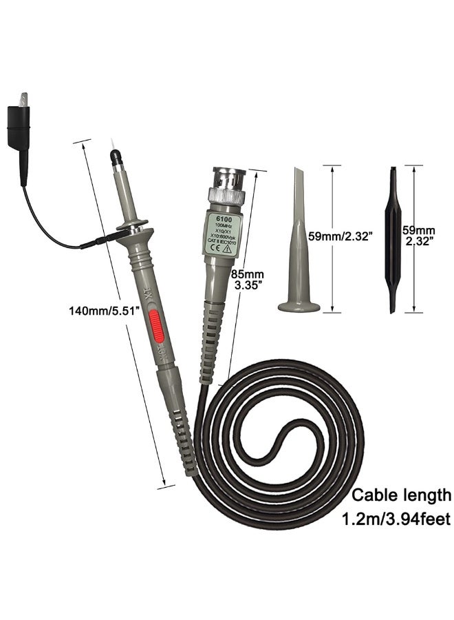 2 Pcs Universal 100Mhz Oscilloscope Clip Probes With Accessories Kit 1X 10X