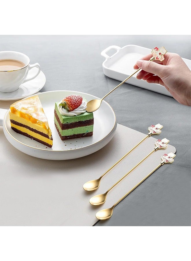 5-Piece Stainless Steel Coffee Spoon , Cat Shaped Spoon,Dessert Spoon , Ice Cream Spoon,Unique Tea Spoon Set Gold  16.5centimeter - Image 5