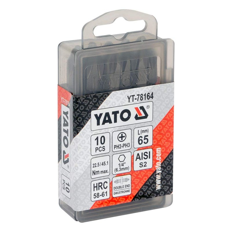 Yato Yato YT-78164 De Screwdriver Bits 1/4Inch X65 mm Ph2-Ph3 10 Pcs |Power Tools|hand Tools|Industrial Tools|Screwdriver for Home - Image 2