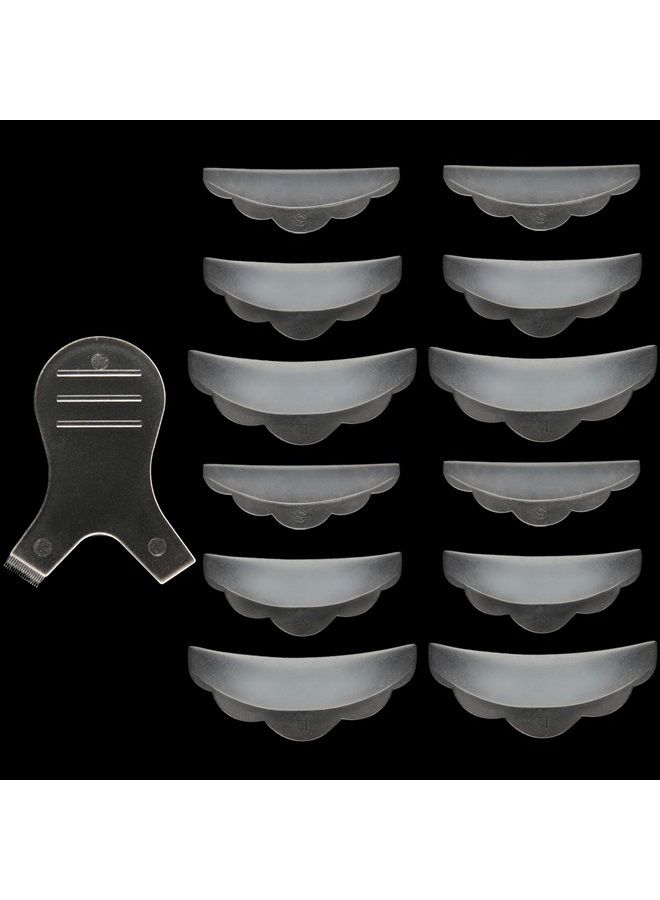 Zhanmai Silicone Eyelash Perming Tool Set, include 6 Pairs Eyelash Perming Curler Silicone Pad and Lash Y Brush, 13 Pieces Totally - Image 1