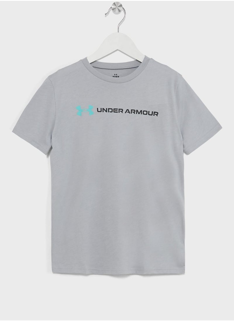 UNDER ARMOUR - Boys' Wordmark Logo Short Sleeve T-shirt - Image 1