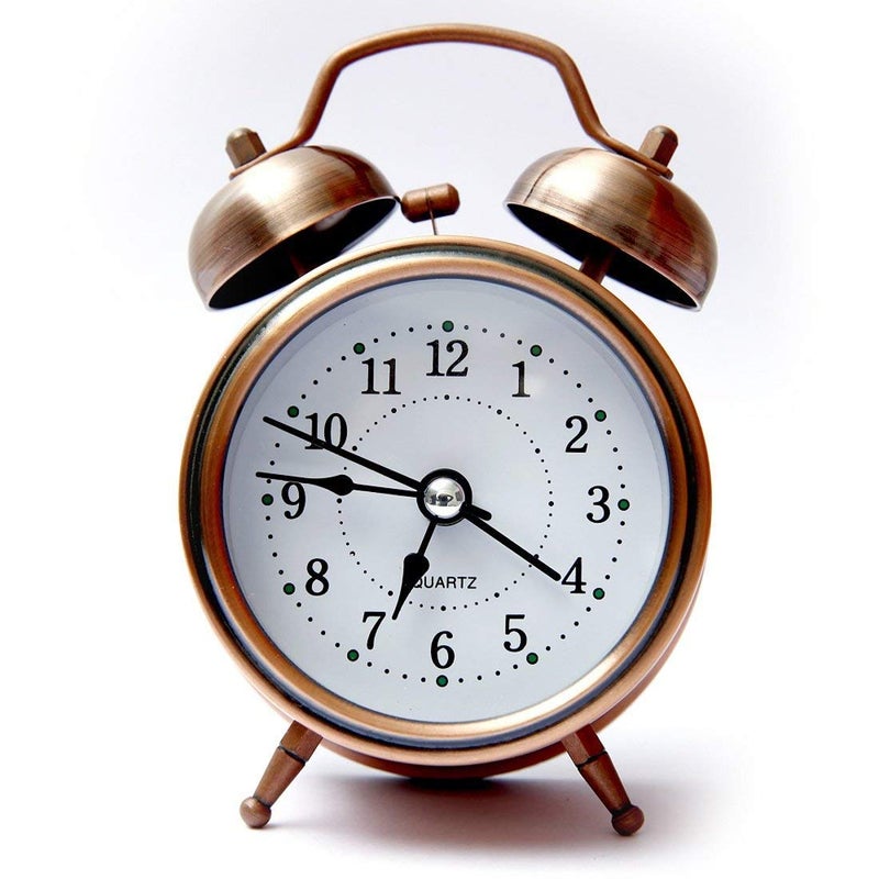 CLOMANA Twin Bell Table Alarm Clock with Night Led Display 5 Inches - Image 1