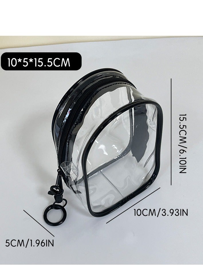 Doll Clear Display Bag, Portable Figures Storage Bag with Keychain, Mini Doll Hanging Box, Double Zipper Closure Dustproof Case for Labu Figures Plushies - Image 3