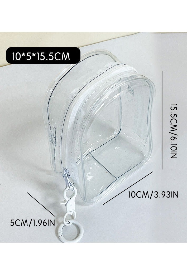 Doll Clear Display Bag, Portable Figures Storage Bag with Keychain, Mini Doll Hanging Box, Double Zipper Closure Dustproof Case for Labu Figures Plushies - Image 2