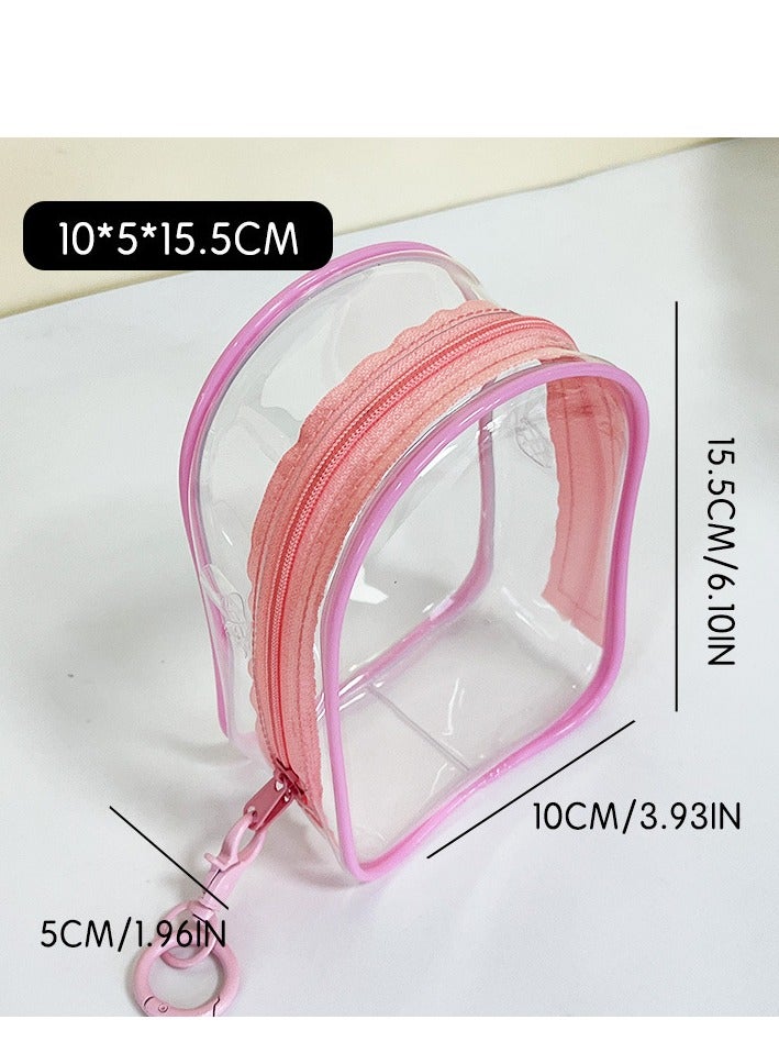 Doll Clear Display Bag, Portable Figures Storage Bag with Keychain, Mini Doll Hanging Box, Double Zipper Closure Dustproof Case for Labu Figures Plushies - Image 4