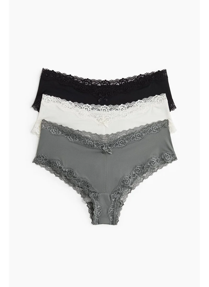 اتش اند ام 3-pack microfibre and lace hipster briefs