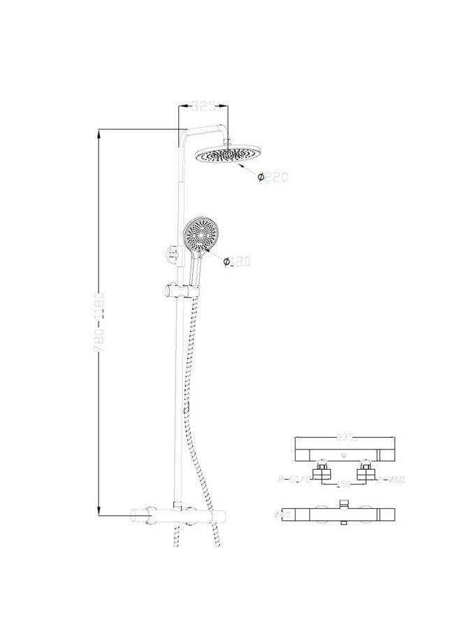 DANUBE HOME Milano Nolo Rain Shower Column-Complete Set Chrome -Made In China  - Image 2