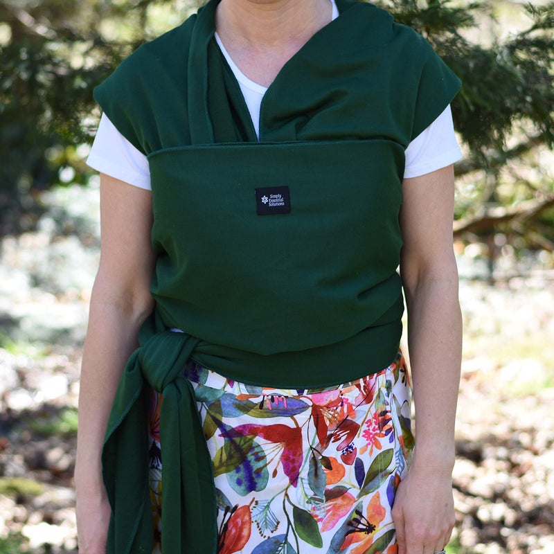Simply Essential Solutions Baby Wrap Carrier Soft, Stretchy, Cotton Baby Wrap, Baby Sling, Nursing Cover Up for use with Newborn-Toddler: Evenly distributes Weight for More Comfortable Carrying (Dark Green) - Image 2