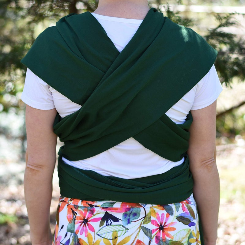 Simply Essential Solutions Baby Wrap Carrier Soft, Stretchy, Cotton Baby Wrap, Baby Sling, Nursing Cover Up for use with Newborn-Toddler: Evenly distributes Weight for More Comfortable Carrying (Dark Green) - Image 3
