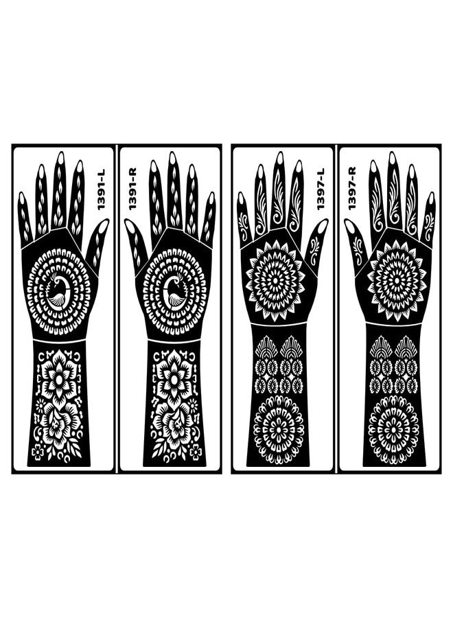 ORDERSHOCK Flowers Mehndi Stencil Sticker Combo Pack Easy & Elegant Hand Art Templates With Instant Mehndi Design - Image 1