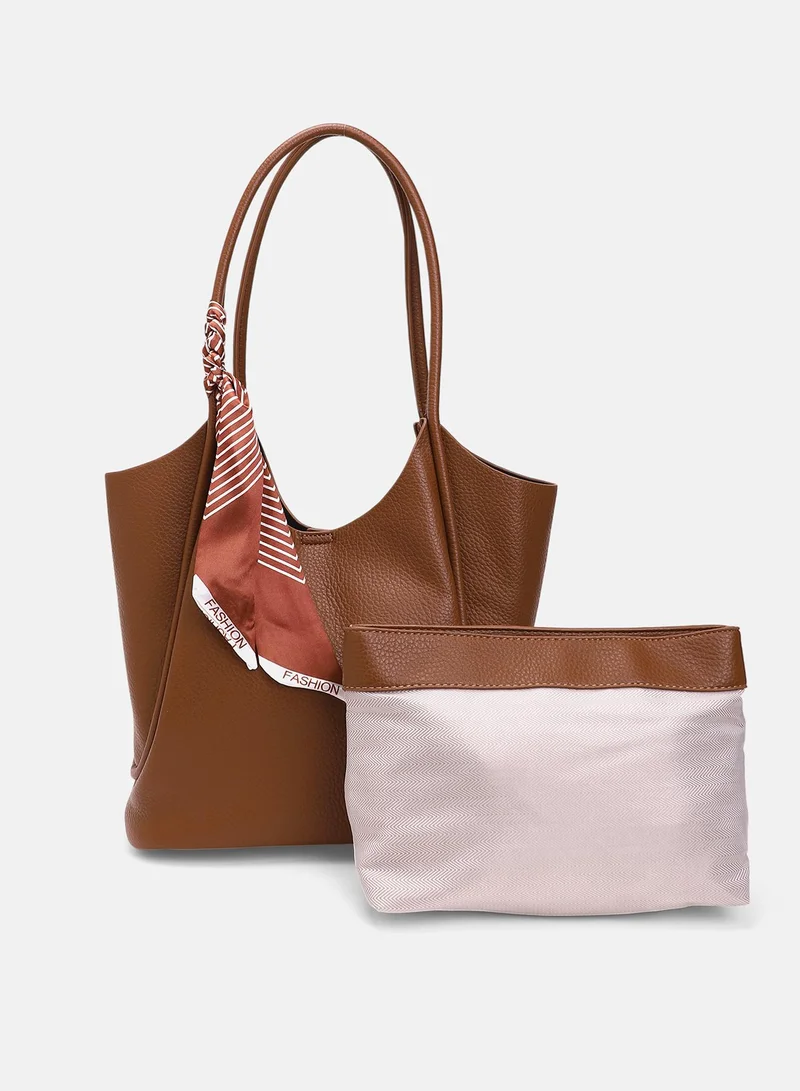 Haute Sauce Women's The Metrograph  Tote Bag With Pouch - Mocha Brown