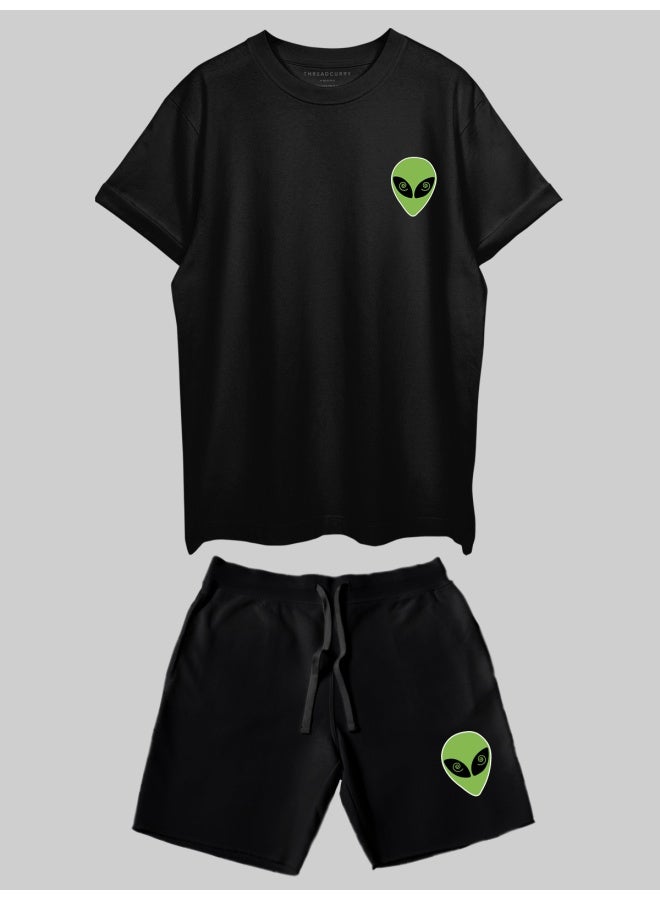 THREADCURRY THREADCURRY Stay Weird Printed Co-ord Set for Men - Half Sleeve Oversized T-Shirt and Shorts  - Image 3