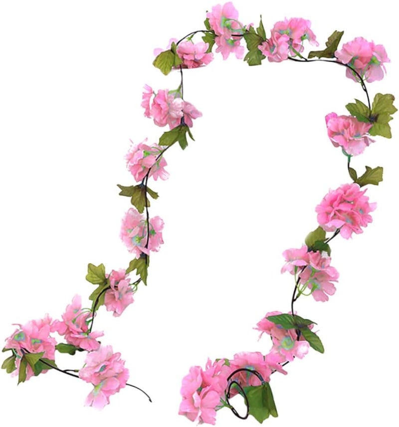 تصميم بسيط خليجي إكليل زهور الكرز المحاكي باللون الوردي من الخيزران الصناعي لتزيين الجدران لحفلات الزفاف والمنزل وديكور الأزهار المعلقة اليدوية تصميم موحد شامل نماذج كلاسيكية جودة طويلة الأمد - Image 1