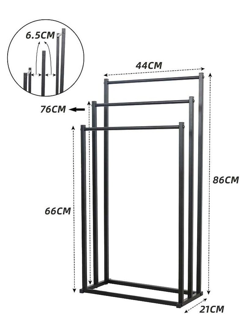 UREVO 3 Tiers Metal Towel Rack Freestanding Floor Towel Rack Stand Washcloths Drying Storage Display Rack for Bathroom Tub Shower Poolside (86x 44x21cm) - Image 2