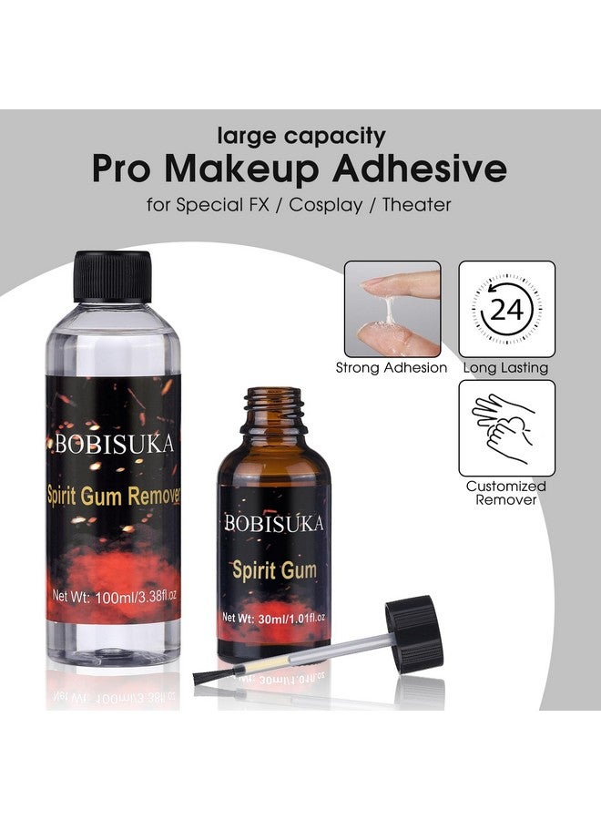 BOBISUKA 30ml Spirit Gum and 100ml Adhesive Remover Kit - Spirit Gum with SFX Makeup Remover, Professional Prosthetic Make Up Glue for Halloween, Stage, Cosplay, Special FX (1.01 fl.oz+3.38 fl.oz) - Image 1
