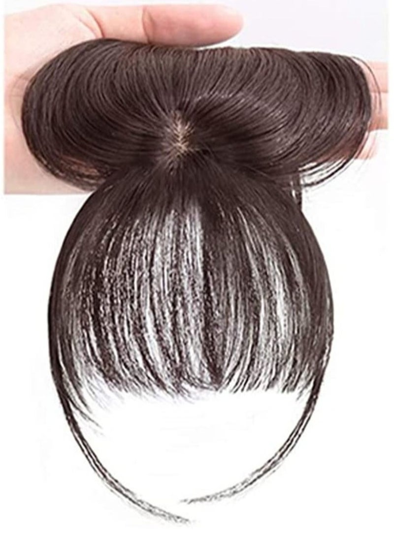 Estelle 3D Large Hair Bangs Clip 100 Natural Human Faux Bangs Clip on Bangs for Daily Wear Lightly Curved Brown - Image 2