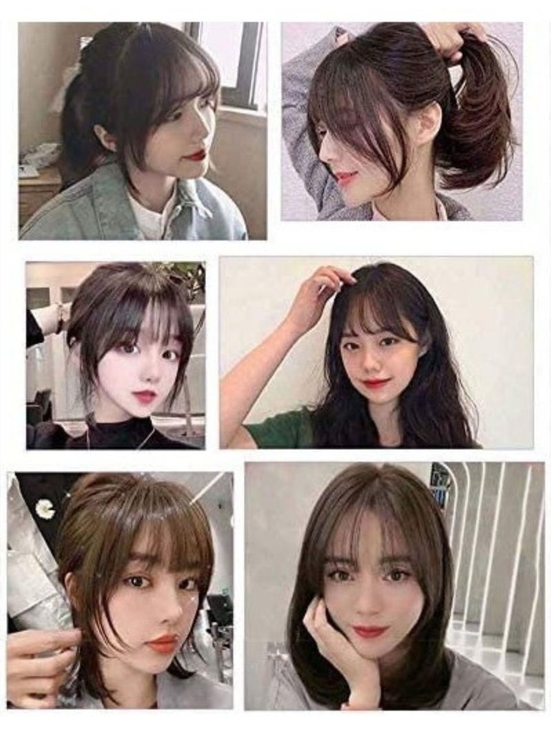 Estelle 3D Large Hair Bangs Clip 100 Natural Human Faux Bangs Clip on Bangs for Daily Wear Lightly Curved Brown - Image 5
