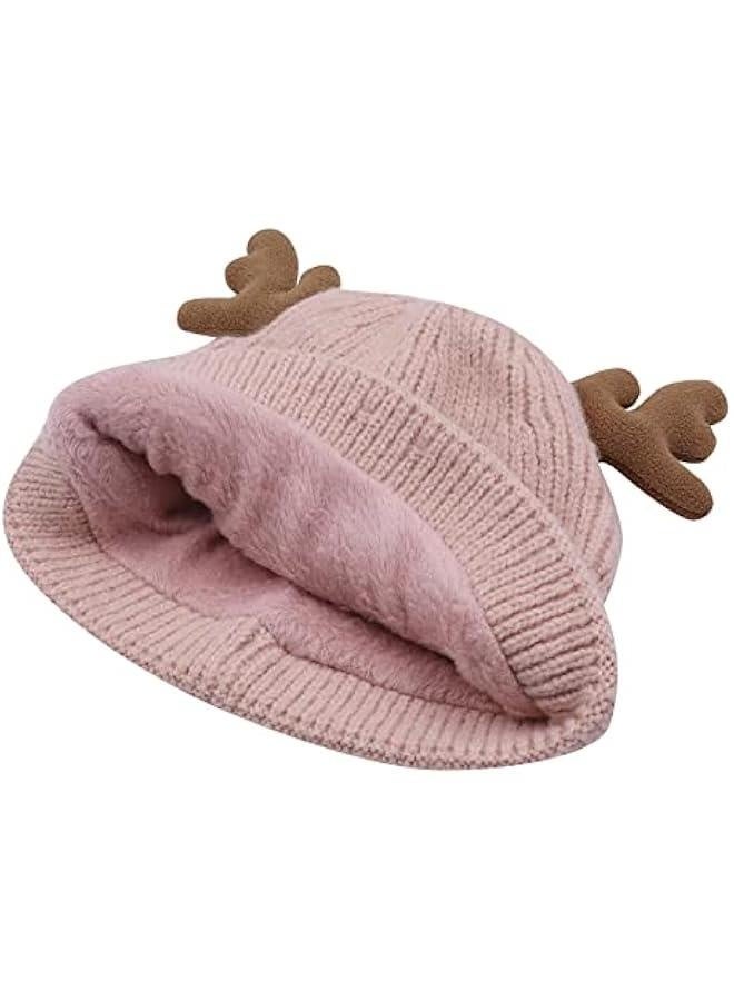 Cute Reindeer Moose Hat Winter Warm Knitted Beanie Cap  Antler Beanie Ski Skull Cap for Women Men - Image 3
