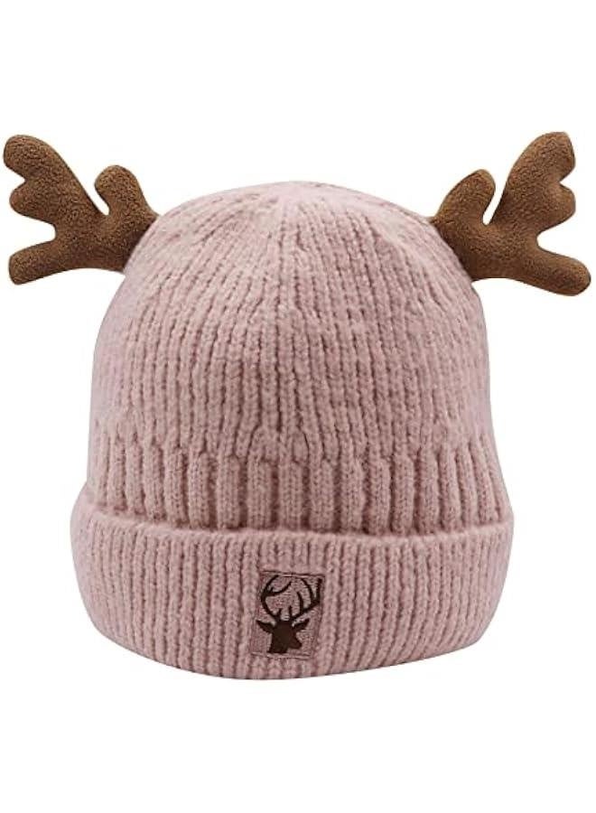 Cute Reindeer Moose Hat Winter Warm Knitted Beanie Cap  Antler Beanie Ski Skull Cap for Women Men - Image 1