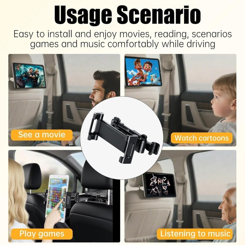 Times Mark Car Headrest Tablet Holder Mount - 360° Rotating, Foldable, Stretchable for 4.7-12.9in Devices - Image 5
