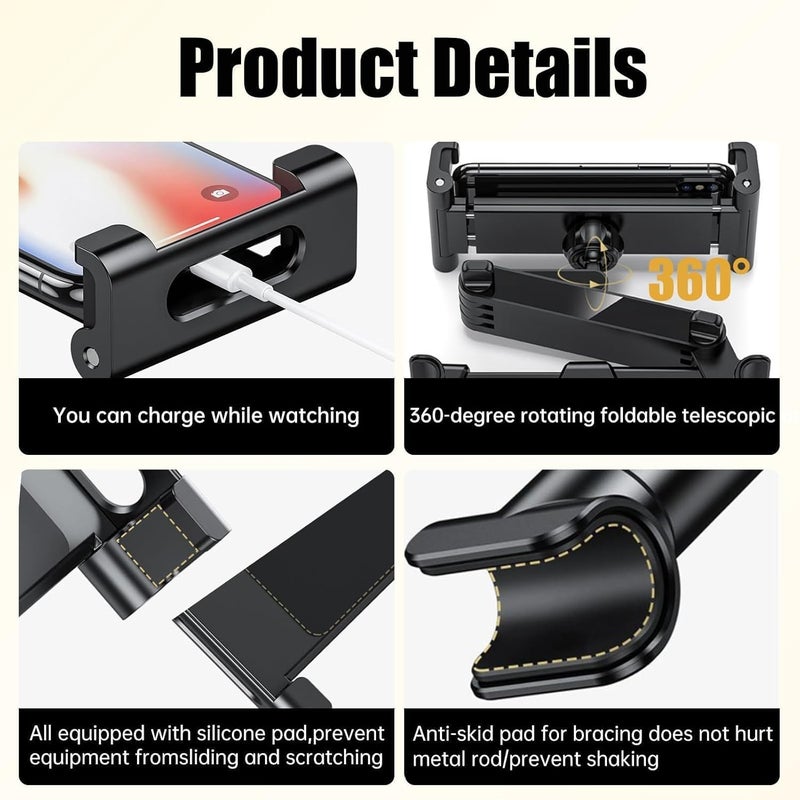 Times Mark Car Headrest Tablet Holder Mount - 360° Rotating, Foldable, Stretchable for 4.7-12.9in Devices - Image 3