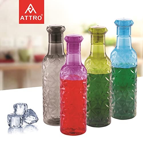 ATTRO Iceberg 1000Ml Plastic Unbreakable Fridge Water Bottle For Office, Sports, School, Travelling, Gym, Yoga-Bpa And Leak Free, Assorted - Set Of 2 - Image 4