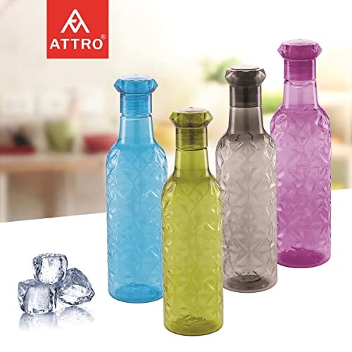 ATTRO Iceberg 1000Ml Plastic Unbreakable Fridge Water Bottle For Office, Sports, School, Travelling, Gym, Yoga-Bpa And Leak Free, Assorted - Set Of 2 - Image 2