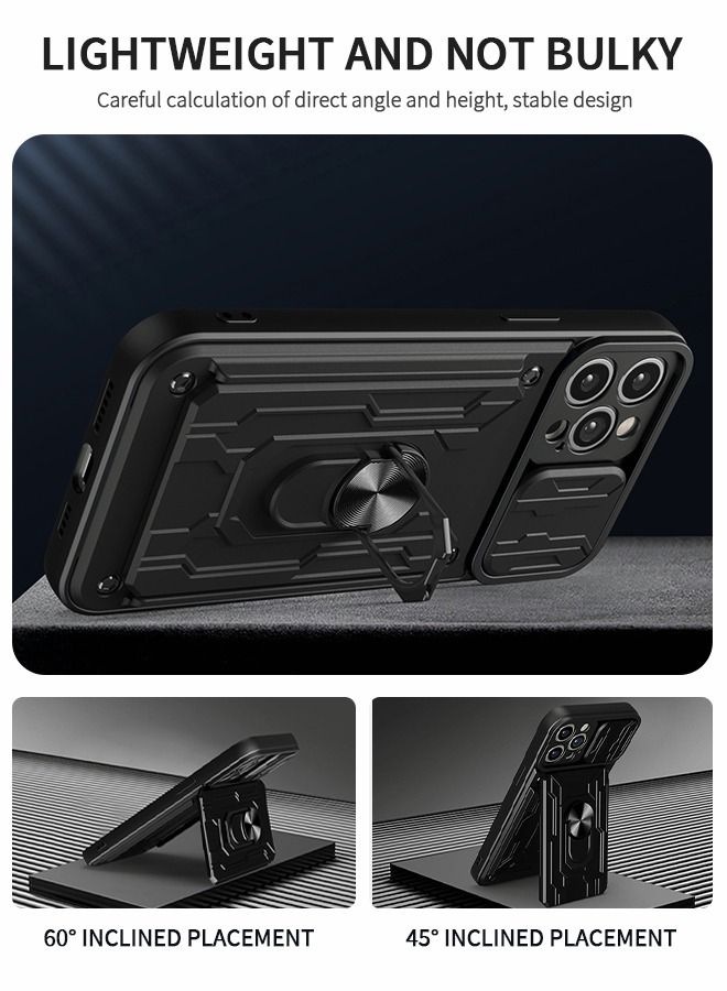 GROIC Case for IPhone 14 Pro 6.1 Inch Case with Removable Kickstand and Card Holder, Slide Camera Cover Hybrid Heavy Duty Hard Luxury Phone Sheel - Image 4