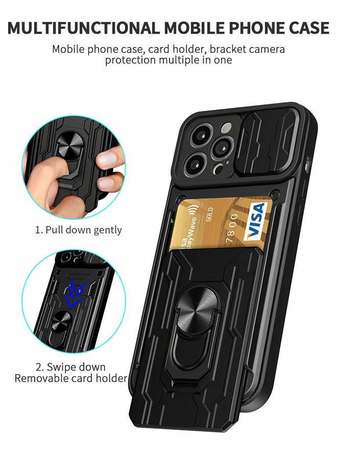 GROIC Case for IPhone 14 Pro 6.1 Inch Case with Removable Kickstand and Card Holder, Slide Camera Cover Hybrid Heavy Duty Hard Luxury Phone Sheel - Image 2