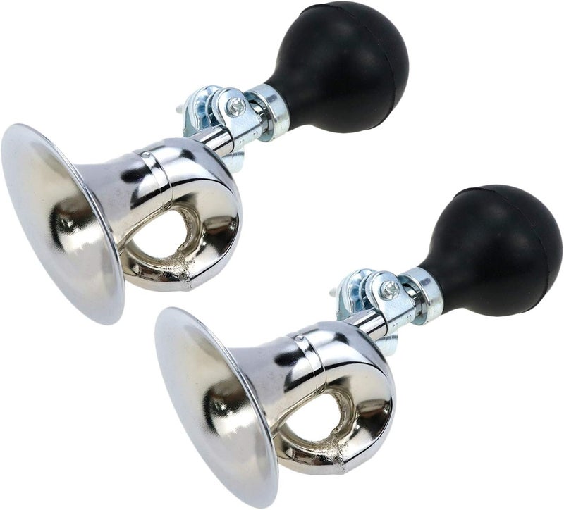 AUTUT 2 Pcs Bugle Horn Retro Clown Horn Kids Bike Horn Metal Air Horn with Squeeze Bulb for Bicycle, Golf Cart - Image 1