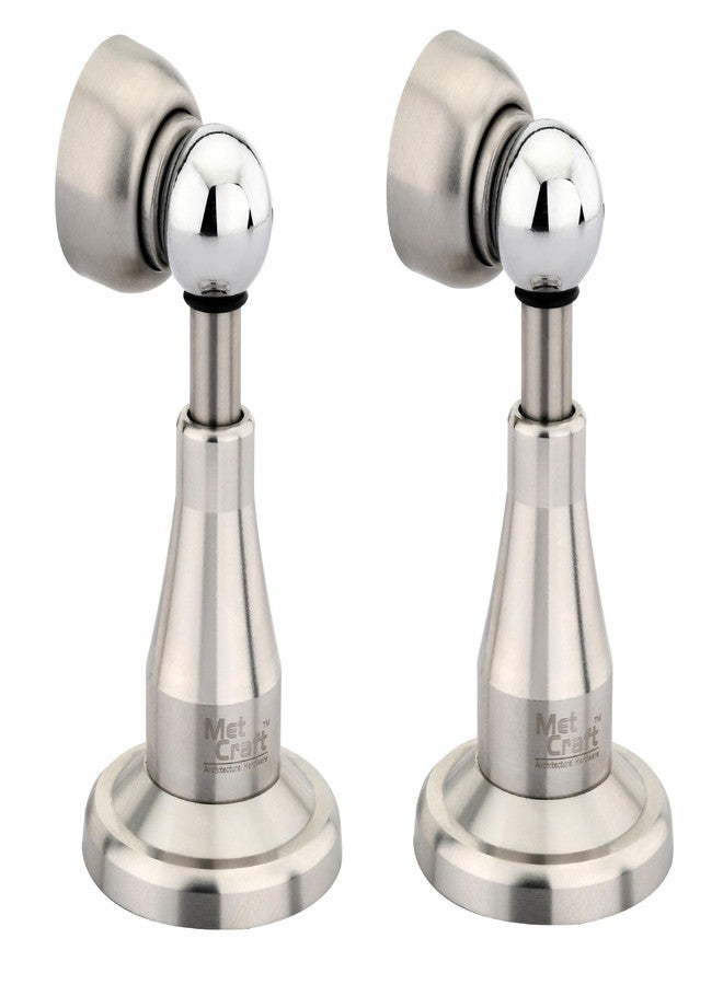 Met Craft Heavy Duty Hydraulic Stainless Steel 4.25 inch Bell Door Magnetic Stopper Soft-Catch | Door Magnets to Hold Door | Door Magnet 360' Angle Hold with Screw Fitting .Pack of 2 (Satin Silver) - Image 2