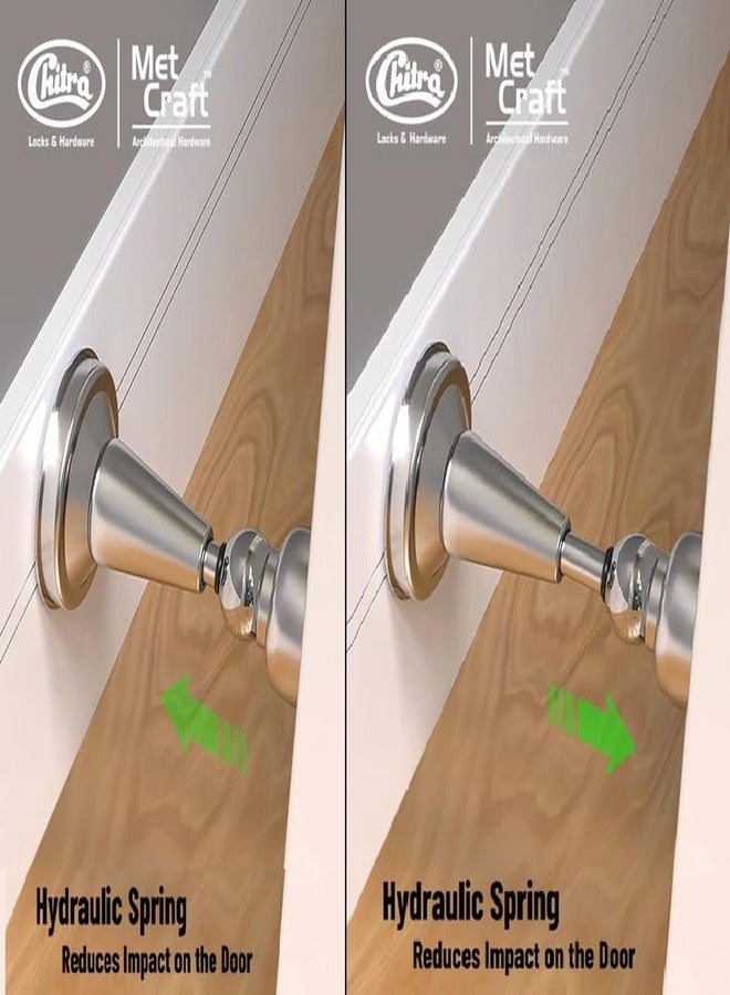 Met Craft Heavy Duty Hydraulic Stainless Steel 4.25 inch Bell Door Magnetic Stopper Soft-Catch | Door Magnets to Hold Door | Door Magnet 360' Angle Hold with Screw Fitting .Pack of 2 (Satin Silver) - Image 4