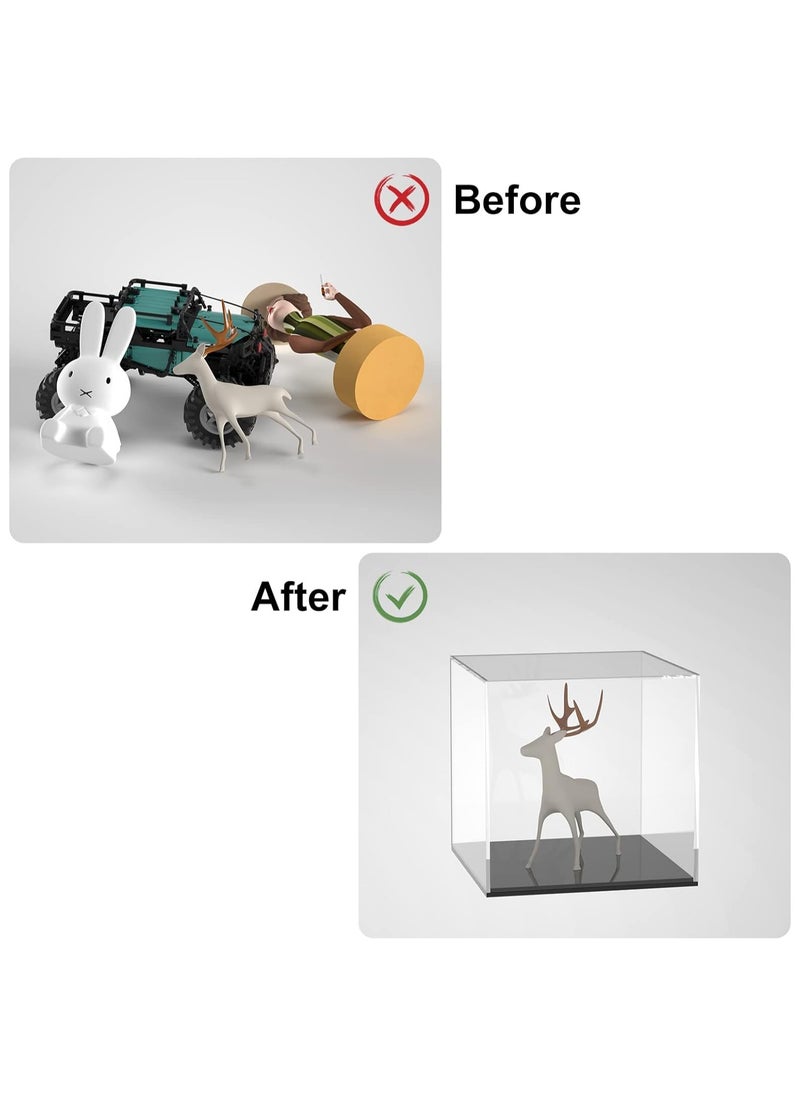 Generic - Fully Assembled Acrylic Display Case with Black Base 4x4x4 Inch, Clear Acrylic Box Cube Display Box Dustproof Plastic Display Case for Collectibles Action Figures Toys - Image 1