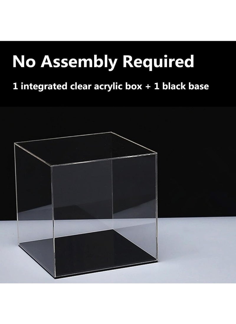 Generic - Fully Assembled Acrylic Display Case with Black Base 4x4x4 Inch, Clear Acrylic Box Cube Display Box Dustproof Plastic Display Case for Collectibles Action Figures Toys - Image 1
