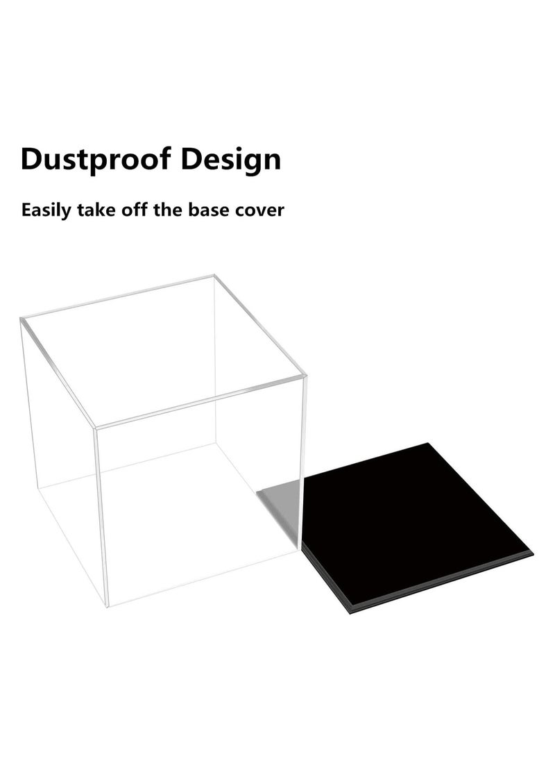 Generic - Fully Assembled Acrylic Display Case with Black Base 4x4x4 Inch, Clear Acrylic Box Cube Display Box Dustproof Plastic Display Case for Collectibles Action Figures Toys - Image 1