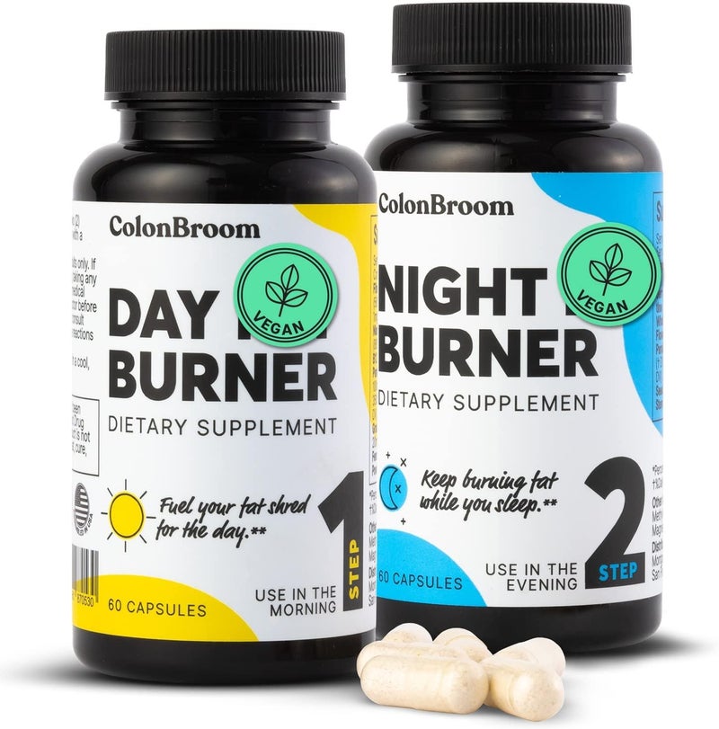ColonBroom Day  Night Burner Supplements Pills for WomenMen with Inulin Lcarnitine Coenzyme Q 10 Grain of Paradise and More Colon Broom 60 Vegan Capsules Per Container - Image 1
