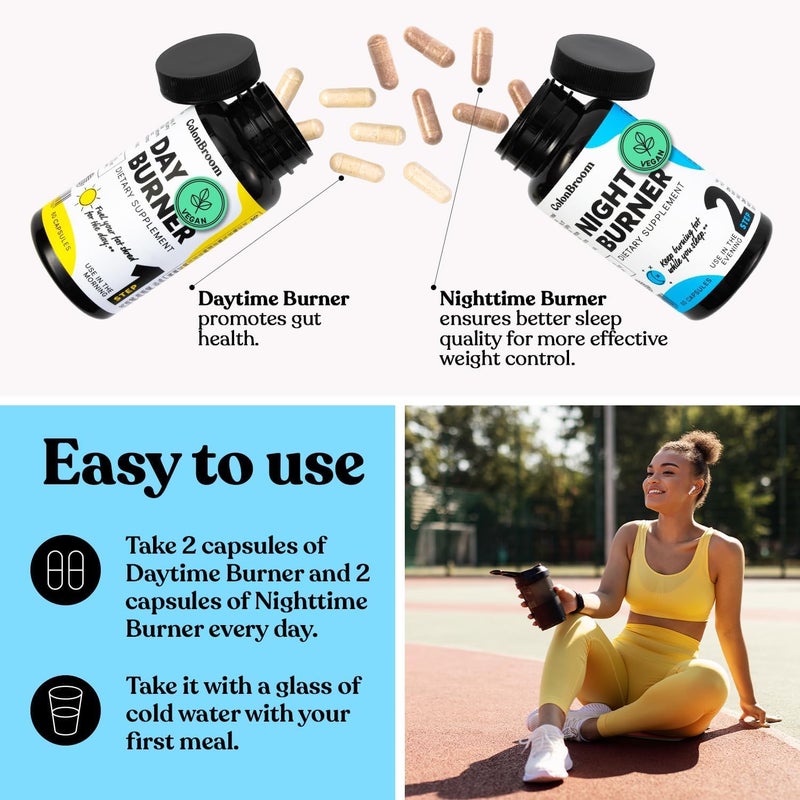 ColonBroom Day  Night Burner Supplements Pills for WomenMen with Inulin Lcarnitine Coenzyme Q 10 Grain of Paradise and More Colon Broom 60 Vegan Capsules Per Container - Image 3