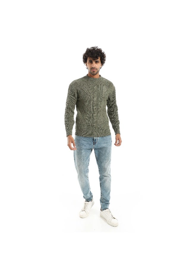 Caesar Men's Plain Wool pullover with Diamond Design - Image 4