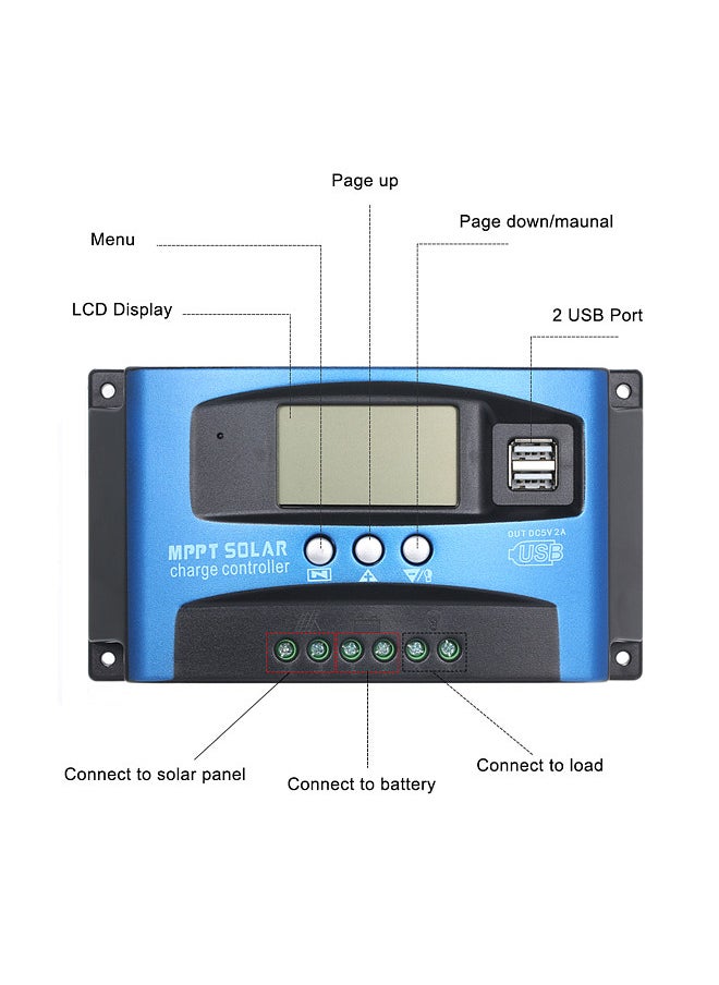 Generic 100A MPPT Solar Charge Controller Dual USB LCD Display Auto Solar Cell Panel Charger Regulator  - Image 4